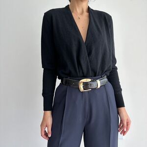 J McLaughlin Cashmere Sweater Top Womens Small Wrap V Neck Plunge‎ Pullover $348